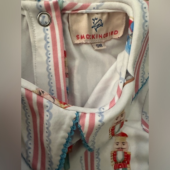 Smockingbird collared nutcracker print footed romper, size 9m, worn once - Picture 8 of 9